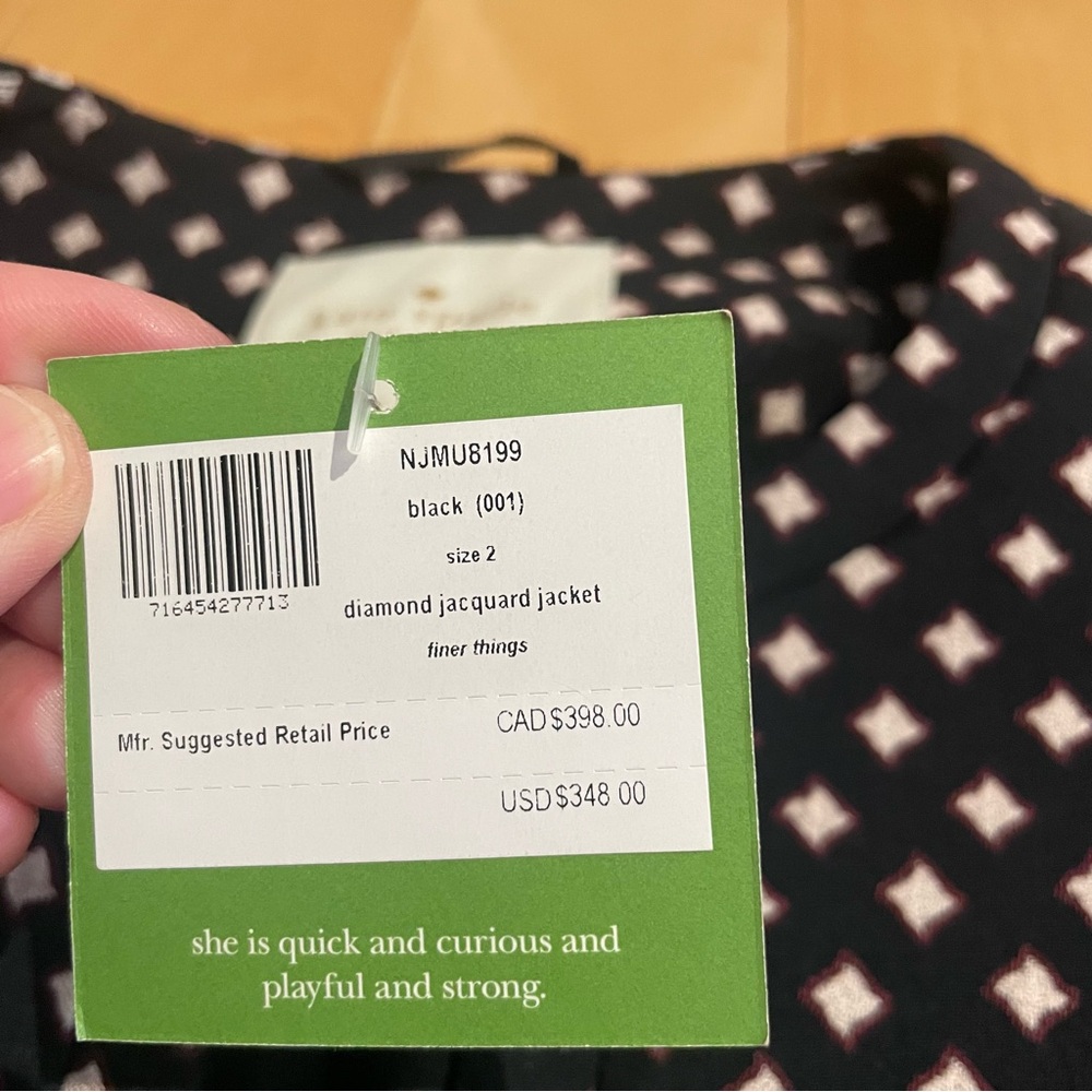 NWT Kate Spade diamond jacquard black open jacket - Picture 9 of 12